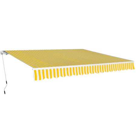 Toldo plegable de operación manual 400 cm amarillo y blanco en Toldos | Comprar online en Foru.es