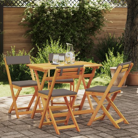 Set de Bistro 5 Piezas Plegable con Cojines de Madera Solida de Acacia de , Conjuntos de jardín - Ref: Foro24-4105505, Precio...