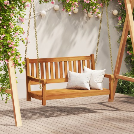Banco columpio de jardín de 2 plazas 110x56x58 cm Madera maciza de acacia de , Bancos de jardín - Ref: Foro24-4105521, Precio...
