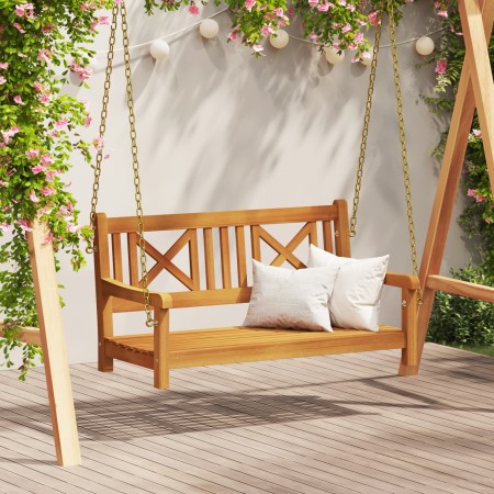 Banco columpio de jardín de 2 plazas 110x56x58 cm de madera maciza de acacia de , Bancos de jardín - Ref: Foro24-4105528, Pre...