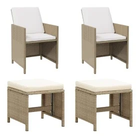 Sillas de jardín con taburetes 2 unidades ratán sintético beige de vidaXL, Sillas de jardín - Ref: Foro24-316781, Precio: 171...