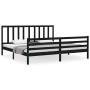 Estructura de cama con cabecero madera maciza negro 200x200 cm de vidaXL, Camas y somieres - Ref: Foro24-3193880, Precio: 167...