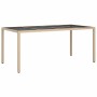 Mesa jardín vidrio templado ratán sintético beige 190x90x75 cm de vidaXL, Mesas de jardín - Ref: Foro24-316717, Precio: 140,8...