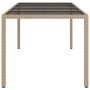 Mesa jardín vidrio templado ratán sintético beige 190x90x75 cm de vidaXL, Mesas de jardín - Ref: Foro24-316717, Precio: 140,8...