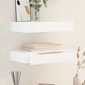 Estantes de pared flotantes con cajones 2 uds blanco 48 cm en Estanterías | Comprar online en Foru.es
