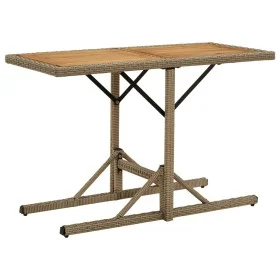 Mesa de jardín madera maciza de acacia y ratán sintético beige de vidaXL, Mesas de jardín - Ref: Foro24-316801, Precio: 64,66...