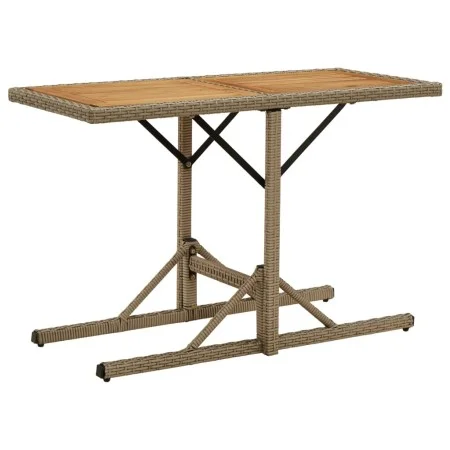 Mesa de jardín madera maciza de acacia y ratán sintético beige de vidaXL, Mesas de jardín - Ref: Foro24-316801, Precio: 64,66...
