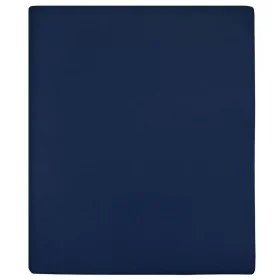 Marineblaues Spannbettlaken aus Baumwolljersey, 140 x 200 cm von vidaXL, Bettlaken - Ref: Foro24-136234, Preis: 16,00 €, Raba...