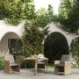 Mesa de jardín ratán sintético y vidrio beige 109x107x74 cm de vidaXL, Mesas de jardín - Ref: Foro24-316789, Precio: 128,45 €...