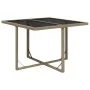 Mesa de jardín ratán sintético y vidrio beige 109x107x74 cm de vidaXL, Mesas de jardín - Ref: Foro24-316789, Precio: 126,81 €...