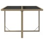 Mesa de jardín ratán sintético y vidrio beige 109x107x74 cm de vidaXL, Mesas de jardín - Ref: Foro24-316789, Precio: 128,45 €...