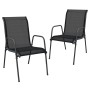 Sillas de jardín 2 unidades acero y textilene negro de vidaXL, Sillas de jardín - Ref: Foro24-316817, Precio: 77,50 €, Descue...