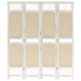 Biombo divisor de 4 paneles de tela color crema 140x165 cm de vidaXL, Divisores de ambientes - Ref: Foro24-338559, Precio: 80...