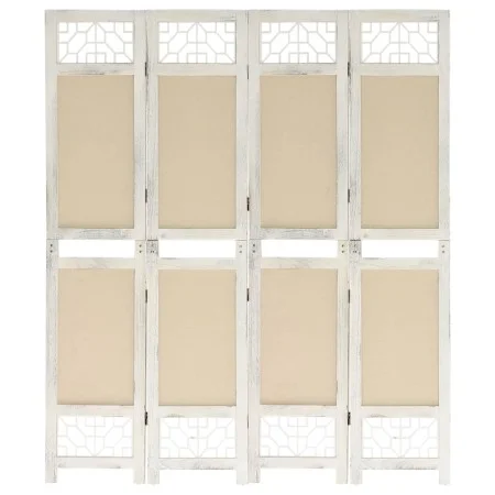 Biombo divisor de 4 paneles de tela color crema 140x165 cm de vidaXL, Divisores de ambientes - Ref: Foro24-338559, Precio: 72...