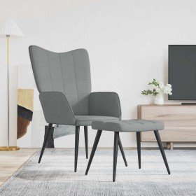 Silla de relajación con reposapiés tela gris claro en Sillones | Comprar online en Foru.es