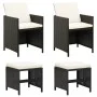 Conjunto de silla de jardín y taburete 4 piezas negra ratán PE de vidaXL, Sillas de jardín - Ref: Foro24-316751, Precio: 168,...