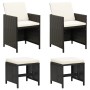 Conjunto de silla de jardín y taburete 4 piezas negra ratán PE de vidaXL, Sillas de jardín - Ref: Foro24-316751, Precio: 170,...