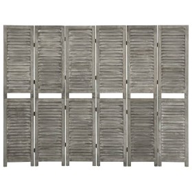 Biombo de 6 paneles de madera maciza gris 214x166 cm de vidaXL, Divisores de ambientes - Ref: Foro24-338577, Precio: 126,60 €...