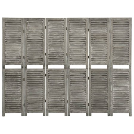 Biombo de 6 paneles de madera maciza gris 214x166 cm de vidaXL, Divisores de ambientes - Ref: Foro24-338577, Precio: 126,60 €...