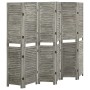 Biombo de 6 paneles de madera maciza gris 214x166 cm de vidaXL, Divisores de ambientes - Ref: Foro24-338577, Precio: 126,60 €...