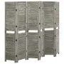 Biombo de 6 paneles de madera maciza gris 214x166 cm de vidaXL, Divisores de ambientes - Ref: Foro24-338577, Precio: 125,44 €...