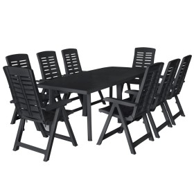 Conjunto de comedor de jardín 9 piezas plástico gris antracita en Conjuntos de jardín | Comprar online en Foru.es