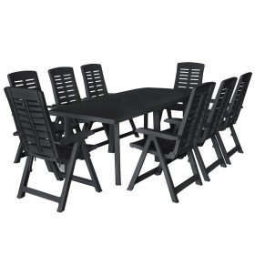 Conjunto de comedor de jardín 9 piezas plástico gris antracita en Conjuntos de jardín | Comprar online en Foru.es