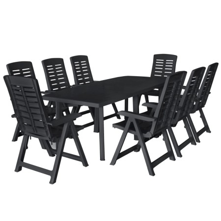 Conjunto de comedor de jardín 9 piezas plástico gris antracita en Conjuntos de jardín | Comprar online en Foru.es
