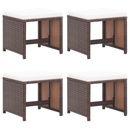 Taburetes de jardín 4 uds con cojines ratán sintético marrón de vidaXL, Sillas de jardín - Ref: Foro24-316778, Precio: 88,43 ...