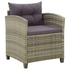 Sillón de jardín con cojines ratán sintético gris de vidaXL, Sillas de jardín - Ref: Foro24-316872, Precio: 128,94 €, Descuen...