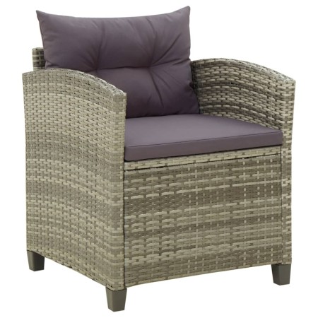 Sillón de jardín con cojines ratán sintético gris de vidaXL, Sillas de jardín - Ref: Foro24-316872, Precio: 128,94 €, Descuen...