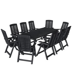 Conjunto de comedor de jardín 11 piezas plástico gris antracita en Conjuntos de jardín | Comprar online en Foru.es