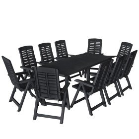 Conjunto de comedor de jardín 11 piezas plástico gris antracita en Conjuntos de jardín | Comprar online en Foru.es