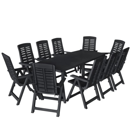 Conjunto de comedor de jardín 11 piezas plástico gris antracita en Conjuntos de jardín | Comprar online en Foru.es