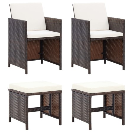 Conjunto de silla de jardín y taburete 4 piezas ratán PE negro de vidaXL, Sillas de jardín - Ref: Foro24-316780, Precio: 128,...