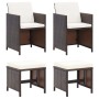 Conjunto de silla de jardín y taburete 4 piezas ratán PE negro de vidaXL, Sillas de jardín - Ref: Foro24-316780, Precio: 128,...