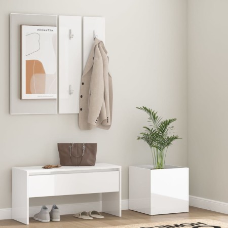 Set de muebles de recibidor madera contrachapada blanco brillo de vidaXL, Armarios roperos - Ref: Foro24-3082059, Precio: 113...