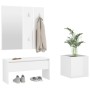 Set de muebles de recibidor madera contrachapada blanco brillo de vidaXL, Armarios roperos - Ref: Foro24-3082059, Precio: 113...