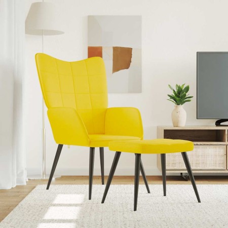 Sillón de relax con reposapiés tela amarillo mostaza en Sillones | Comprar online en Foru.es