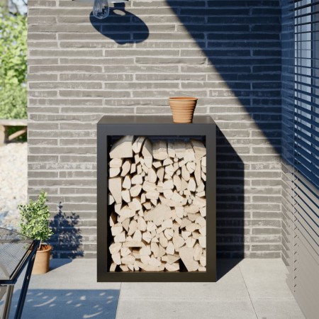 Leñero de acero negro 60x40x80 cm de , Bolsas y soportes de leña - Ref: Foro24-850996, Precio: 93,27 €, Descuento: -5%%