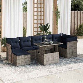 Set sofás jardín y cojines 7 pzas ratán sintético acacia gris de , Conjuntos de jardín - Ref: Foro24-3326202, Precio: 629,91 ...