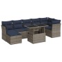 Set sofás jardín y cojines 7 pzas ratán sintético acacia gris de , Conjuntos de jardín - Ref: Foro24-3326202, Precio: 629,91 ...