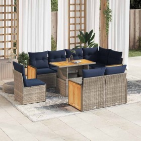 Comprar Set sofás jardín y cojines 9 pzas ratán