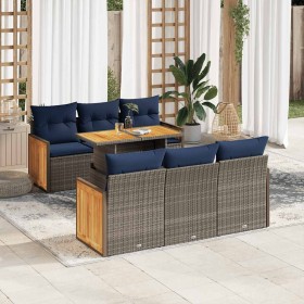 Comprar Set sofás jardín y cojines 7 pzas ratán