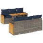 Set sofás jardín y cojines 7 pzas ratán sintético acacia gris | Foro24.es | Tu tienda online para hogar, jardín y más Foro24.es