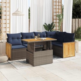 Comprar Set sofás jardín y cojines 6 pzas ratán