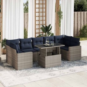 Set sofás jardín y cojines 8 pzas ratán sintético acacia gris de , Conjuntos de jardín - Ref: Foro24-3326282, Precio: 651,15 ...