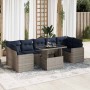 Set sofás jardín y cojines 8 pzas ratán sintético acacia gris de , Conjuntos de jardín - Ref: Foro24-3326282, Precio: 651,15 ...