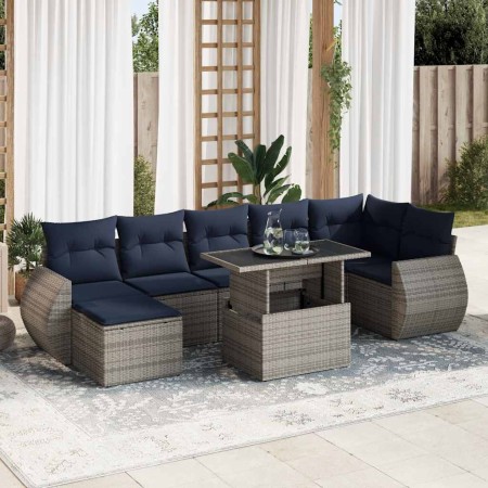 Set sofás jardín y cojines 8 pzas ratán sintético acacia gris | Foro24.es | Tu tienda online para hogar, jardín y más Foro24.es