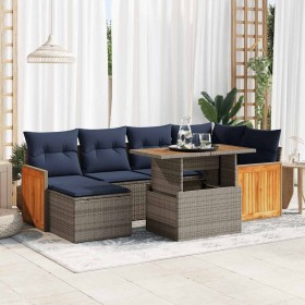 Comprar Set sofás jardín y cojines 7 pzas ratán